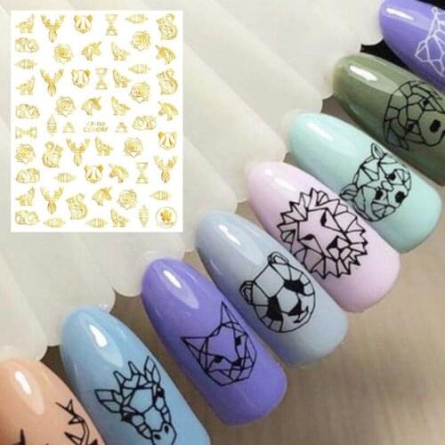 CB-169 serie 4 COLORS BLACK WHITE GOLD SILVER DESIGNS COOL 3d nail art stickers decal template diy nail tool decorations