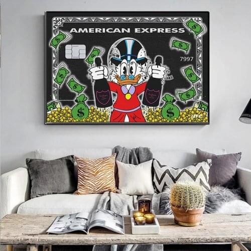 Disney Graffiti Millionaire Money Canvas Paintings Donald Duck Posters and anime prints Wall Art Pictures For room home decor