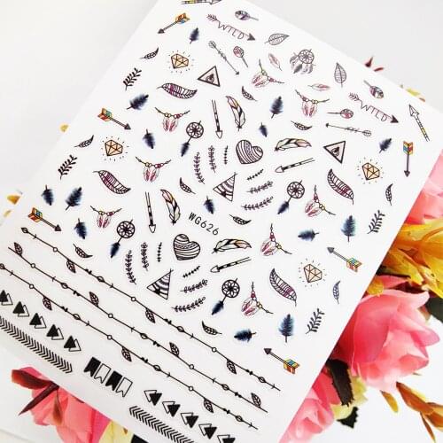 Geometry Triangle 3D Nail Sticker Art Slider Foil Design Arrow Dreamcatcher Nails Decoraciones Self Adhesive Manicure Accesorios