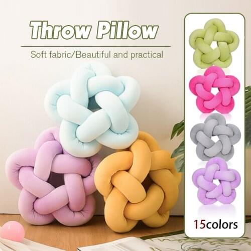 Cotton Hand Knot Back Cushions Cozy Car Lumbar Waist Back Pillow Home Decor Sofa Seat Cushion Soft Office Hand Rest Pillows