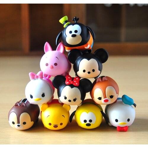 Disney Anime Toys 10 Pcs/Lot Tsum Tsum Cute Mini Minnie Mickey Mouse Winnie Dumbo Figures PVC Dolls Juguetes For Chirldren Gifts