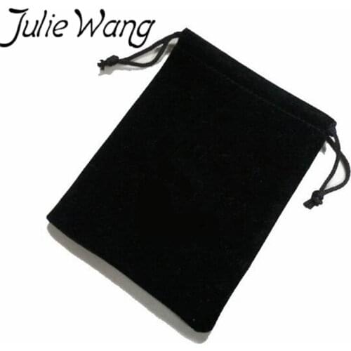 Julie Wang 1pc Pack Black Velvet Bag Display Exhibition Ceremony Souvenir Small Gifts Jewelry Accessories Elegant Cool