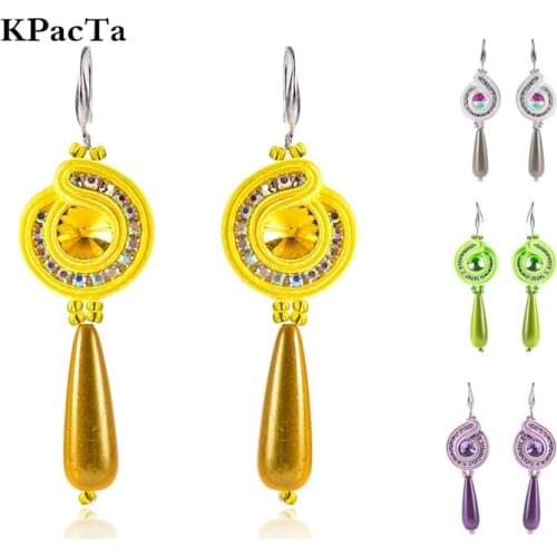 KPACTA Ethnic Feature Style Leather Drop Earrings Fashion Jewelry Women Soutache Handmade Weaving Big Hanging Earring Party Gift