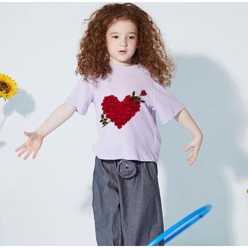 Summer Kawaii T Shirts For Girls Boys Baby Cartoon Petals Love Plant Design T Shirt Kids Toddler Tops Little Girls Baby Clothes