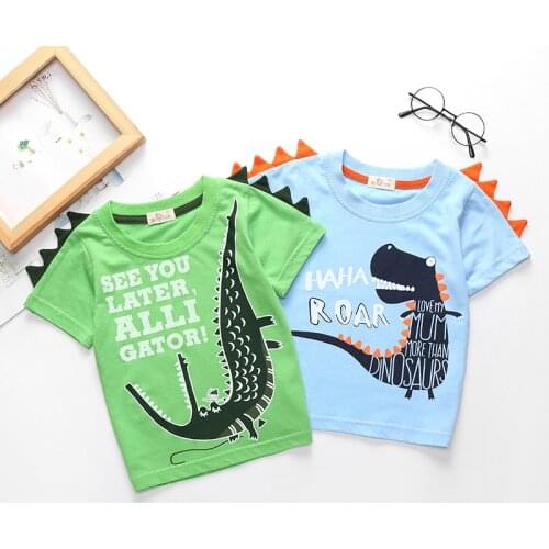 Boys Summer Dinosaur T-shirt CartoonPrint Girls Half Sleeve Childrens Summer Baby Tops Kids Short Sleeve