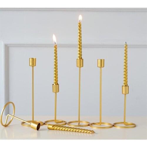 Metal Candle Holder Wedding Party Table Decor Gold Candlestick Candelabra Centerpieces Europe Style Home Decor Candle Holders