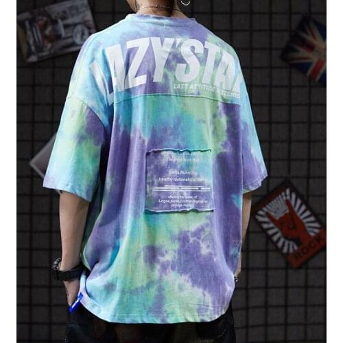 BANNAJI Hip Hop Letter Printed Tshirt Tee Men Street Streetwear Stylish Loose T Shirt Tops Fashion Patches Short Sleeve For Male