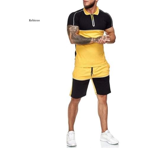 5Xl Plus Size Mens Short Sets Summer Casual Clothing 2 Piece Set Colorblock Track Suits Male Shirt T Shirt+Shorts Men Tracksuits