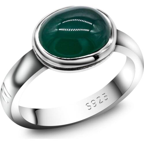Agate Stone Mens Ring 925 Sterling Silver Inlaid Oval Natural Stone Ring Thai Silver Mens and Womens Turkish Handmade Jewelry