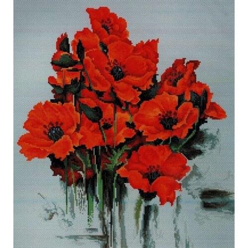 Hot Needlepoint The Poppies Free Embroidery Cross Stitch Pattern Download with 100% Cotton Floss & Free Shipping for Home Decor