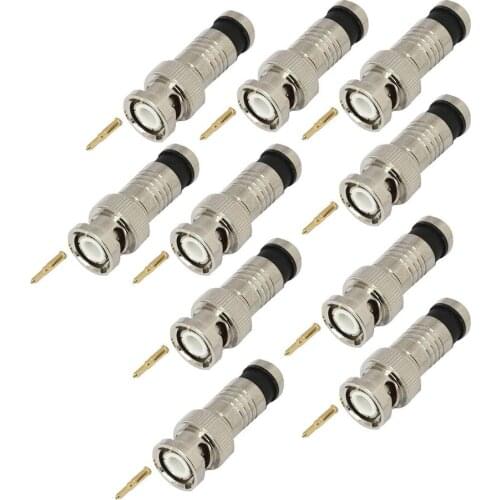 10pcs RG59 crimp BNC connector for CCTV camera security cctv/ip camera/video camaras espias