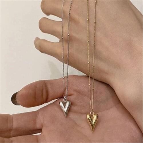 BOAKO Love Heart Pendant Necklace For Women 2021 Trend Gold Plating Copper Fashion Gold Collares Mujer Jewelry Gift Bijoux Femme