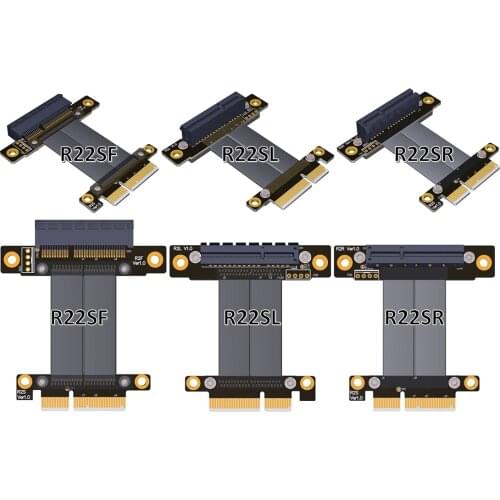 PCIe 3.0 x4 Extension Cable 32G/bps PCI Express 4x Graphic SSD RAID Extender Conversion Riser Card Vertical 90 R22SL / 270 R22SR