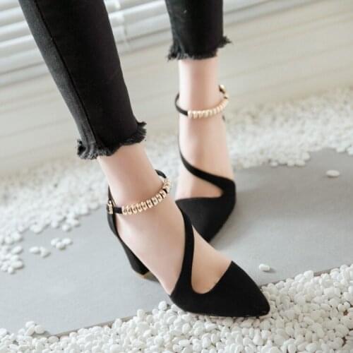 Big Size 11 12 13 14 high heels sandals women shoes woman summer ladies Suede Coarse-heeled Spike Buckle Metal Decoration