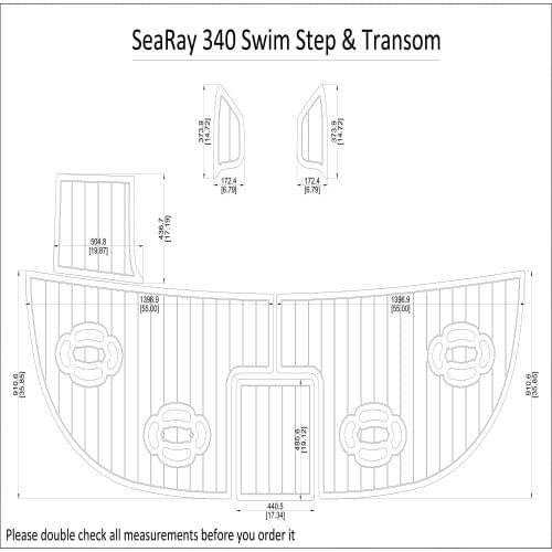 SeaRay 340 Swim Step & Transom Pad Boat EVA Teak Decking 1/4" 6mm