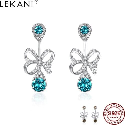 LEKANI Earring For Women 925 Sterling Silver Crystal Butterfly Popular Jewelry Party Send Girlfriend Birthday Gift Hot Sale 2021