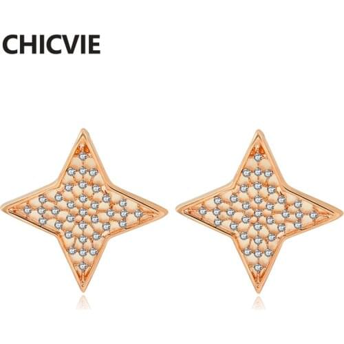 CHICVIE Crystal Star Piercing Earrings Fashion Jewellery Vintage Gold Color Dangle Earring For Women Ethnic Gifts Ser160018
