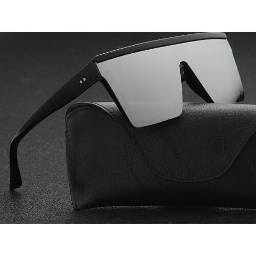 DCM New Oversized Male Flat Top Sunglasses Men Brand Black Square Shades UV400 Gradient Sun Glasses UV400