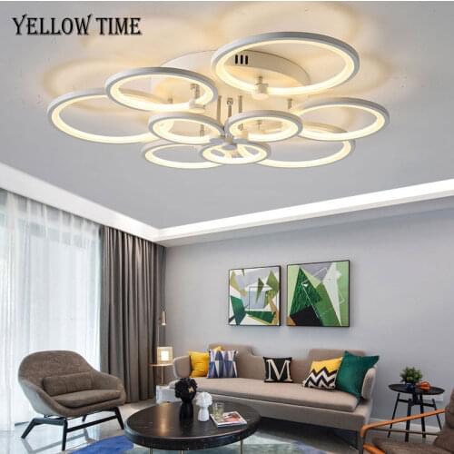 Modern LED Chandeliers Rings Shape Lustres For Living Room Bedroom Dining room Black&White Ceiling Chandelier Lighting Fixtures