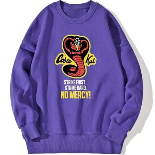 Cobra Kai Cartoon Drop shoulders Sweatshirt For Mens Streetwear Hip Hop Tops Standard Pullovers Winter Fall Sudaderas Masculino