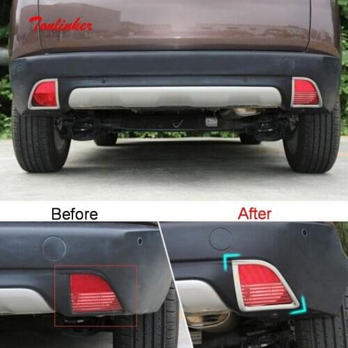 Tonlinker Exterior Rear Fog Light Cover case Stickers for Peugeot 2008 2014-19 Car Styling 2 Pcs ABS Chrome Cover stickers