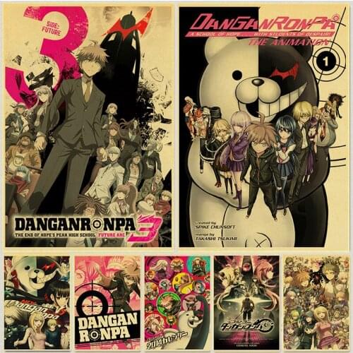 Japanese Animation Danganronpa Retro Poster Kraft Paper Reasoning Game Wall Art Pictures of Home Otaku Play Room Decor