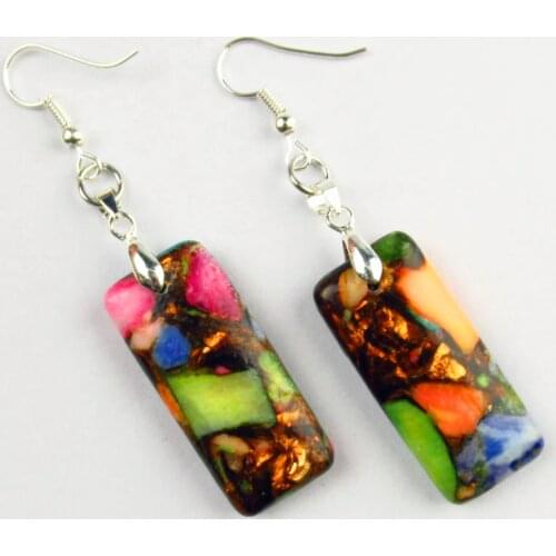 YUTENG Multi-Color Variscite Pyrite (Sea Sediment Stone & Pyrite )Earrings for women Fashion Jewelry Female Gifts