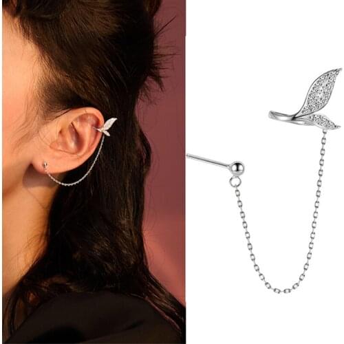 KISSLOVE Fantasy Style Mermaid Fish Tail Earring Shiny Zircon Mermaid Bubble Ocean Animal Whale Tail Earring For Girl Women