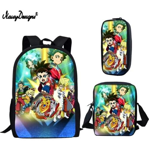 NOISYDESIGNS Hot Sales Cartoon Anime Beyblade Burst Pattern Schoolbags Kids Backpack Children School Bags Girls Boys Backpacks