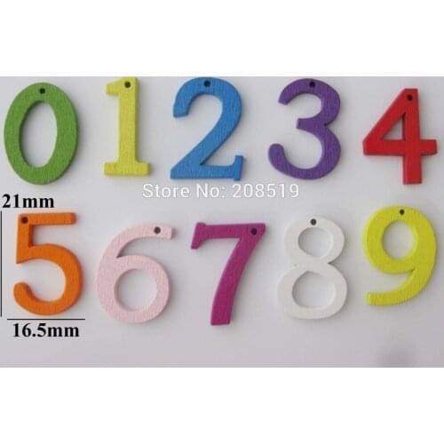 WBNSWA 0-9 Arabic Numbers Mix Painting wood 100pcs randomly Kids learning Accessories Scrapbooking