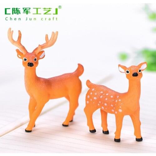 1pc Figurine Animal Sika Deer Family Baking Cake Topper Decoration Miniatures Fairy Garden Ornament Craft