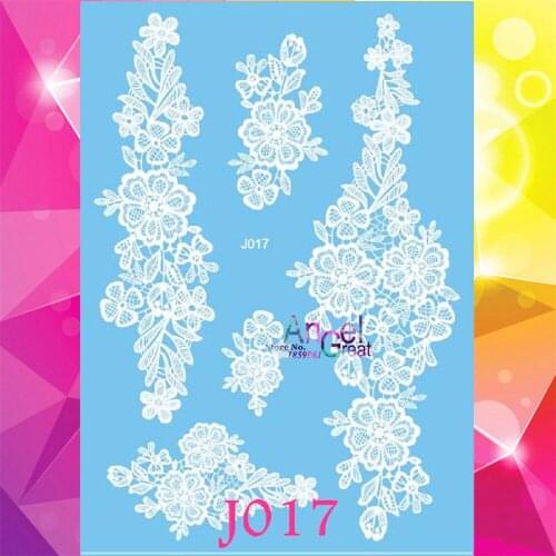 1PC Top Quality Henna Lace Flower Temporary Tattoo Stickers AJ17 Waterproof Fake White Ink Henna Removable Tattoo Wedding Brides