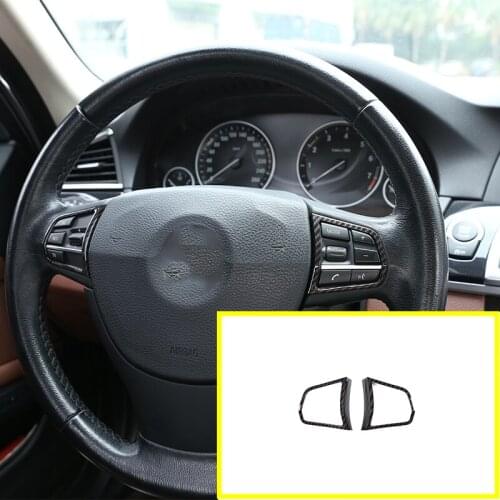 2 pcs For BMW 5 Series f10 520 525 2011-2016 Carbon Fiber ABS Steering Wheel Button Frame Trim Accessory