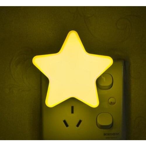 2pcs Children Room Bedroom LED Lamp Star Socket Night Light Twilight Sensor Warm White Plug In Indoor Lighting