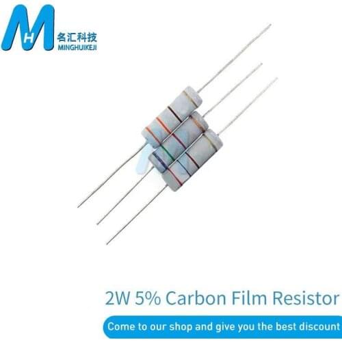 20PCS 2W 5% Carbon Film Resistor 0.1 0.5 1 4.7 10 47 470 560 750 120K 200K 510K 820K ohm Resistance Carbon Film 0.1R - 10M ohm