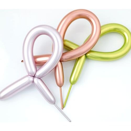 20pcs Long Balloon Rose Gold Green Metal Pearl Latex Balloons Thick Chrome Metallic Inflatable Air Globos Birthday Party Decor