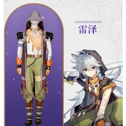 2021 New Genshin Impact Cosplay Razor Wolf Boy Cosplay Casual Game Halloween Costume Set