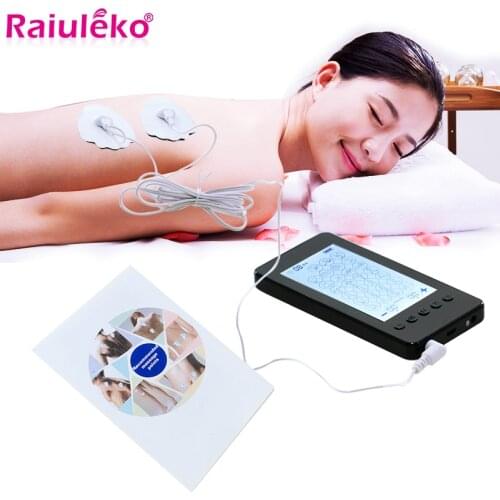 28 Modes Dual Channel Output TENS EMS Pain Relief Muscle Stimulator Digital Therapy Massager 4PCS Pad Electrode Pads Pulse Relax