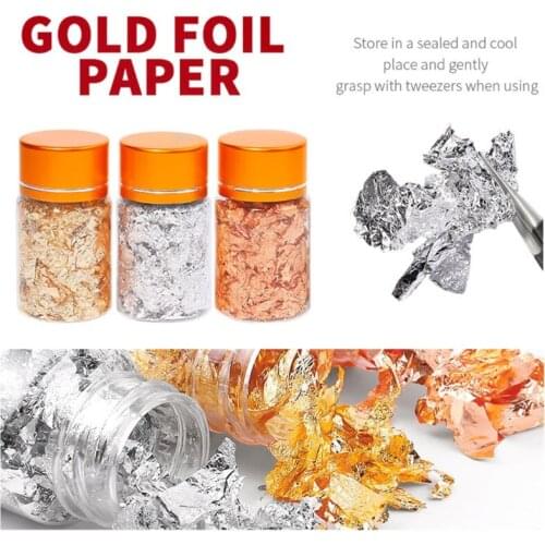 3g/5g Gold Silver Gilding Flakes Metallic Foil Flakes Glitter Painting Art Craft Nail Art Resin Fillings Jewelry Making
