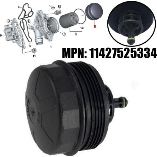Wooeight Car Oil Filter Housing Cover Cap 11427525334 Fit for BMW E60 E61 E70 E89 E90 E92 X1 X3 X5 X6 1 3 5 6 Series F01 F02 F03