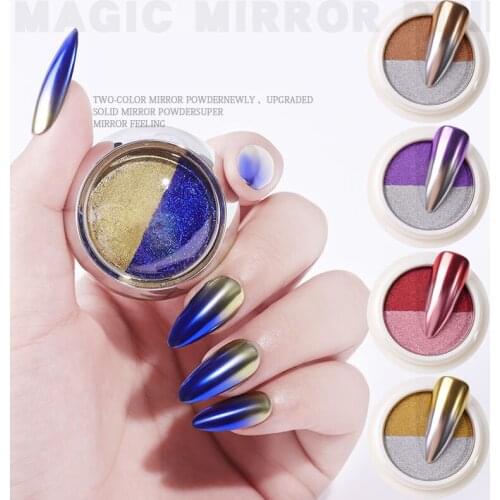 Two-Color Mirror Nail Glitter Powder Metallic Color Nail Accessories Pigment Powder Nail Art Decorations for Nails
