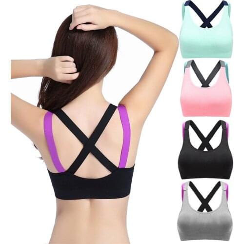 Bralette Gym Bra Shockproof Yoga Bra Wire-free Fitness Top Push Up Sportswear Jogging Lingerie Workout Top Without Frame