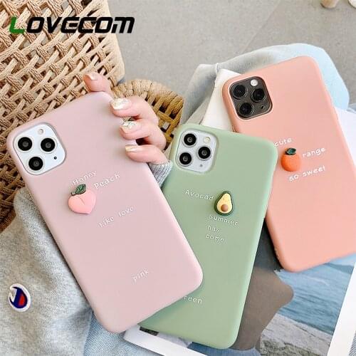 LOVECOM Candy Color 3D Fruits Phone Case For iPhone 12 11 Pro Max XR XS Max 6 6s 7 8 Plus X Avocado & Peach Soft TPU Back Cover