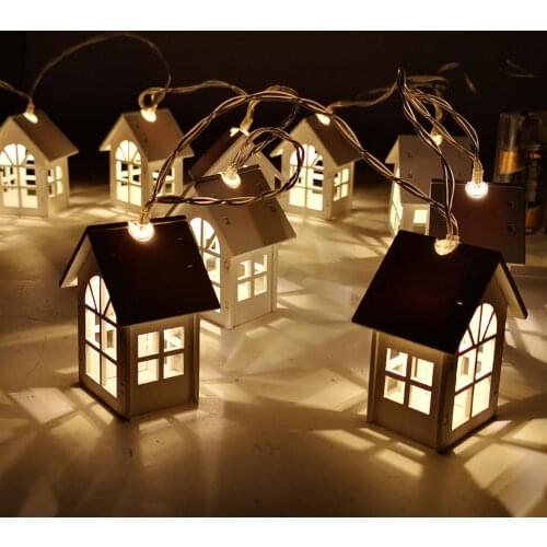 LETAOSK 10 LED Christmas Tree Hanging Ornaments Decoration Wood House Light Lamp Without Battery