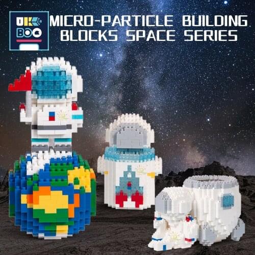 UKBOO Mini Space Astronaut Building Block Shuttle Rocket Earth Micro Particle Bricks Construction Pen Holder Toys for Children