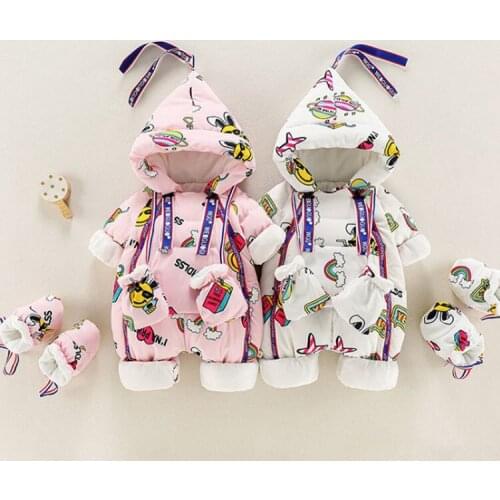 Babys one piece down jacket male winter white duck down baby down one piece garment girls outdoor climbing suit thickened