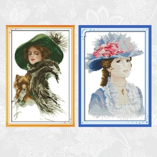 Elegant lady Cross Stitch Handwork Beginner Embroidery Sets Count Print Canvas Needlework Cross-stitch 11CT 14CT Wholesale