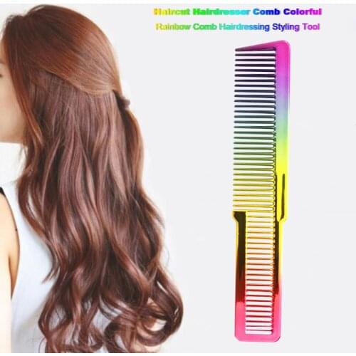 Electroplating Haircut Hairdresser Comb Colorful Rainbow Comb Portable Barber Hairdressing Tool Hair Salon Combs Brushes