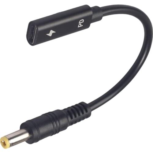 3671-29 USB 3.1 Type C USB-C To DC 20V 5.5 2.5mm 2.1mm Plug PD Charging Cable For Laptop, Black