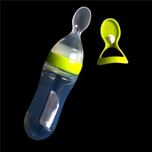 Baby feeder Silicone rice cereal bottle Baby Squeezing Feeding Spoon Training Scoop Rice Cereal Food Supplement Feeder Safety